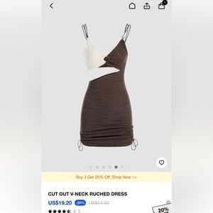 Cider Cut-out V-Neck Ruched Dress